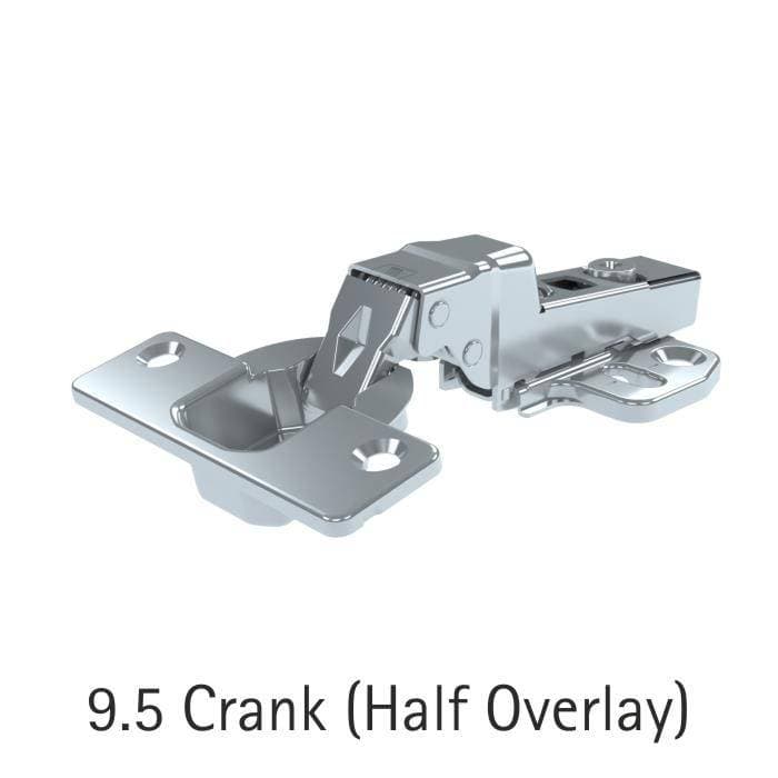Hettich Onsys Hinge - 25 mm - 9.5 Crank with 4 hole mounting plate and cover caps - Thumbnail 2