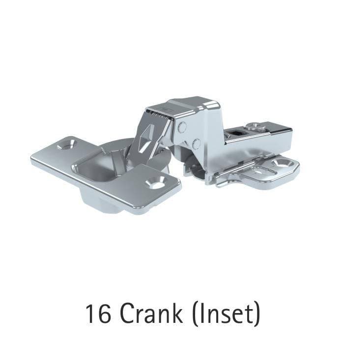 Hettich Onsys Hinge - 25 mm - 16 Crank with 4 hole mounting plate and cover caps - Thumbnail 2