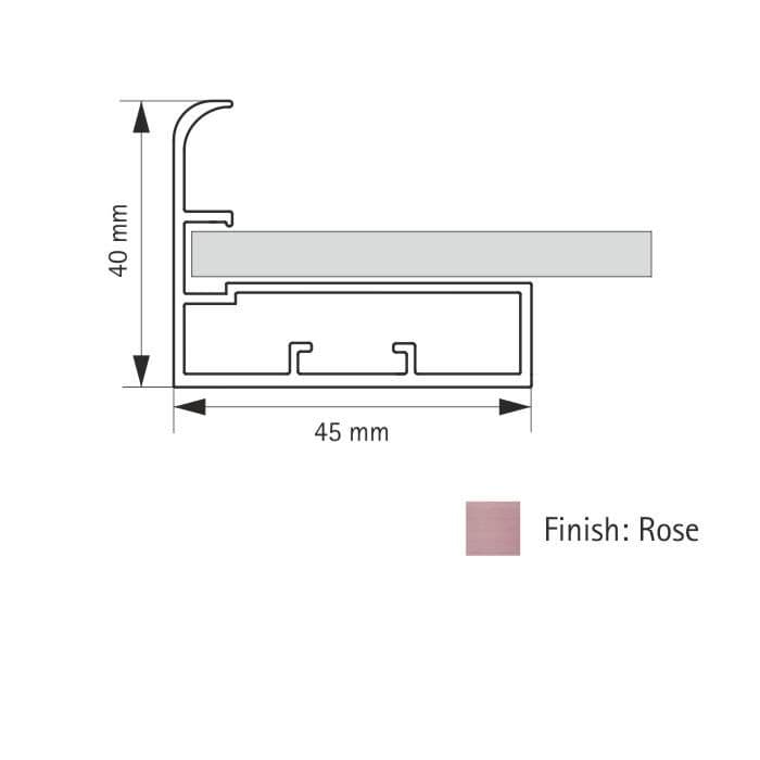 Hettich 45 mm Straight Frame Profile with F Handle Rose Gold