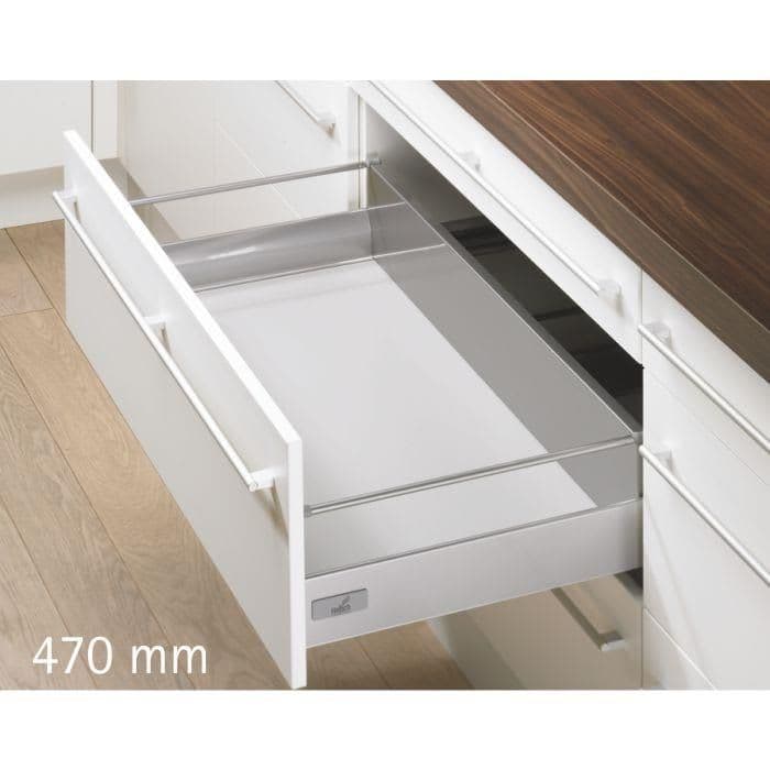 Hettich InnoTech- 470 mm Drawer Set, Silver (30 Kg) Full Extn. Silent (6 Inch)