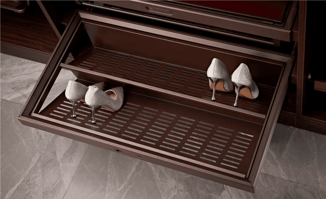 Starrs Wardrobe Shoe Rack soft close 600 mm Mocha + red Finish