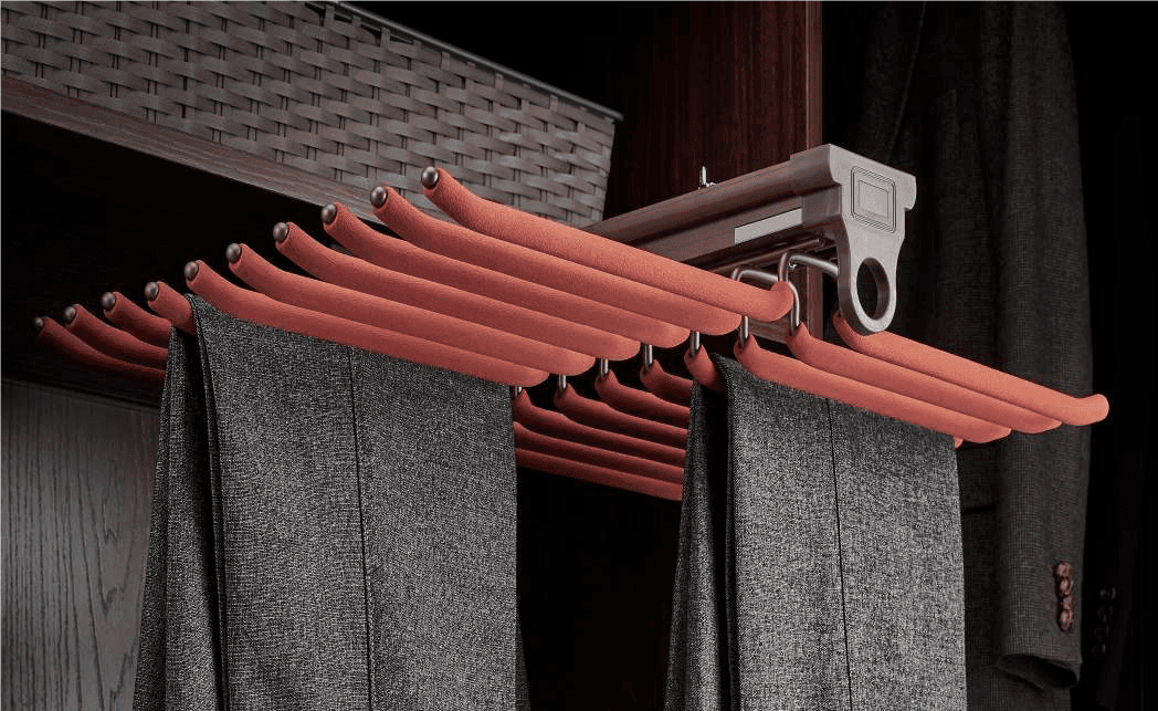 Starrs Top Mounted Double Trouser PullOut Soft close 700 mm Mocha + Red Finish