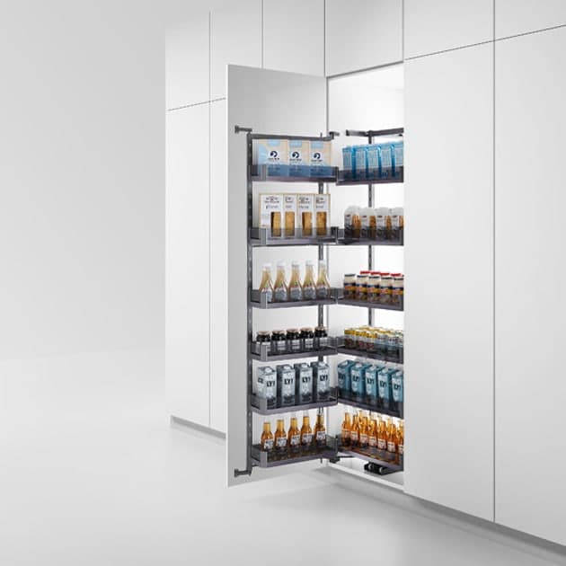 Starrs Pantry Roll Out 6 Basket Soft Close Upgrade Grey Glass Finish 450 mm