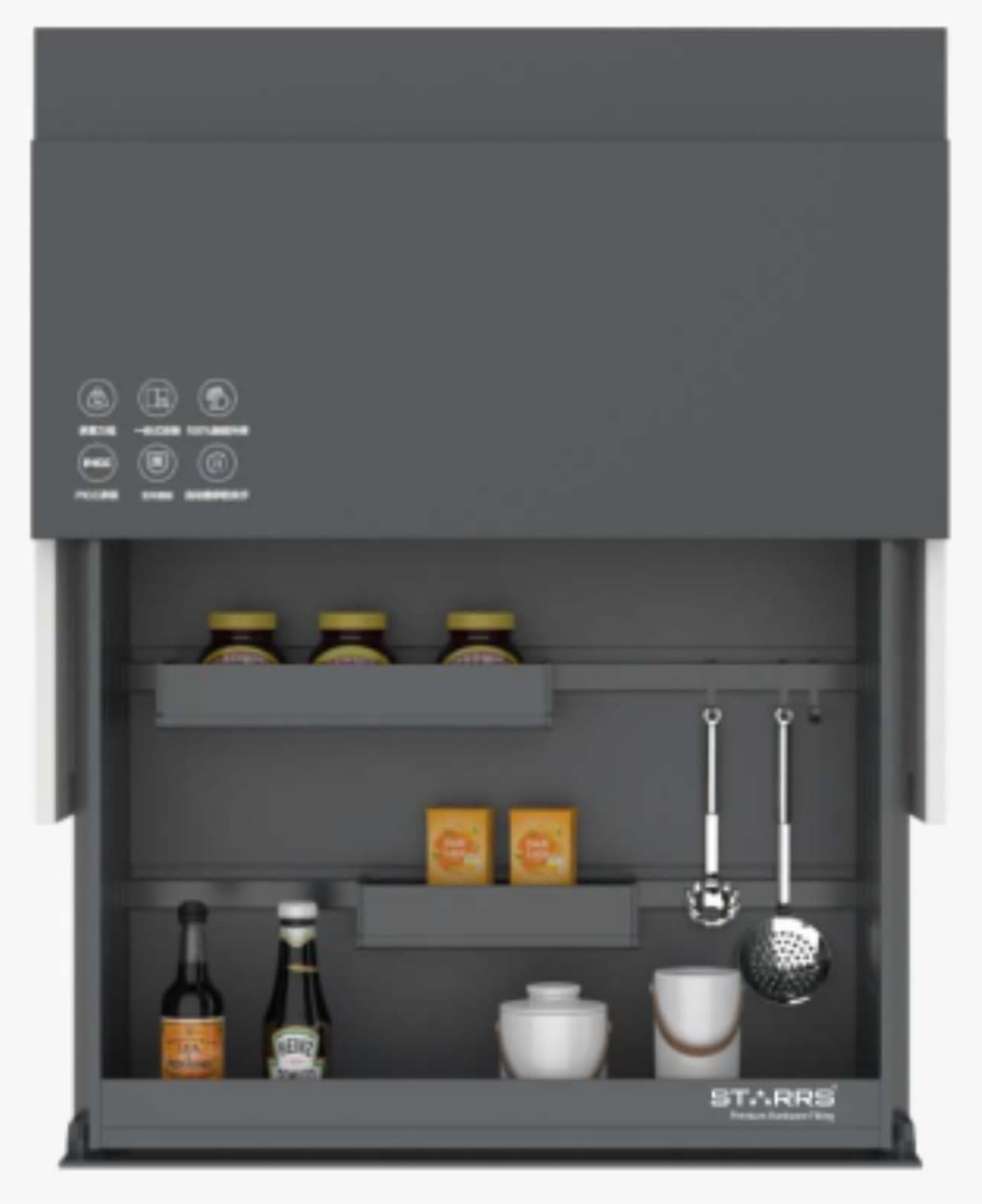 Starrs Smart Lifting Cabinet With Up Moving door Grey Finish