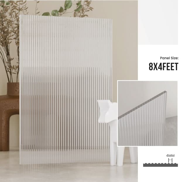 4 mm FLUTED GLASS ACRYLIC (CLEAR) - Image 1