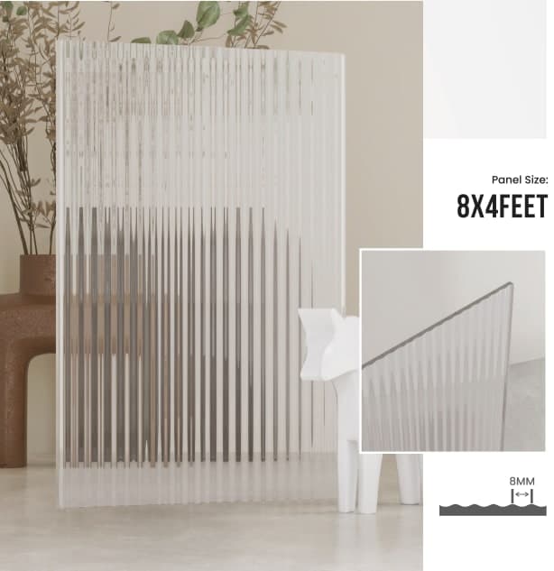 8 mm FLUTED GLASS ACRYLIC (CLEAR) - Image 1