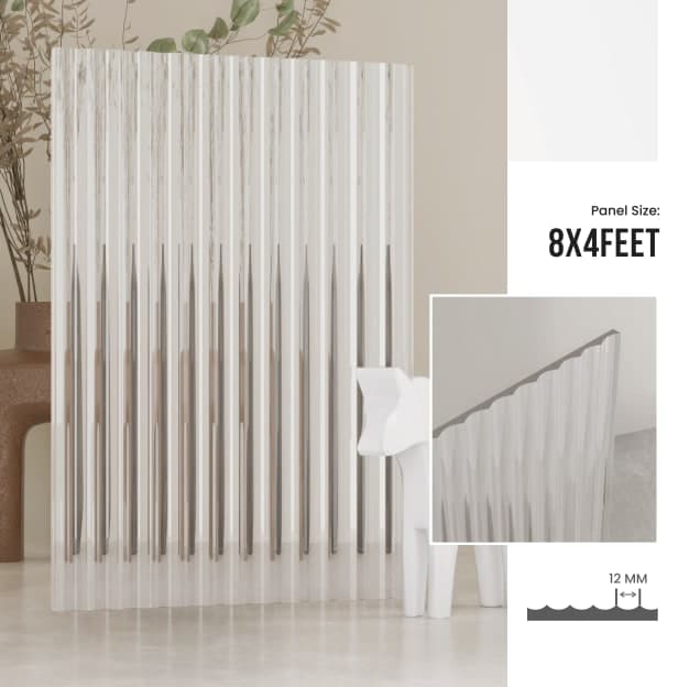 12 mm FLUTED GLASS ACRYLIC (CLEAR) - Image 1