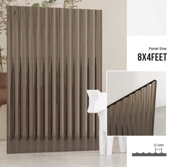 12 mm FLUTED GLASS ACRYLIC (BRONZE) - Image 1