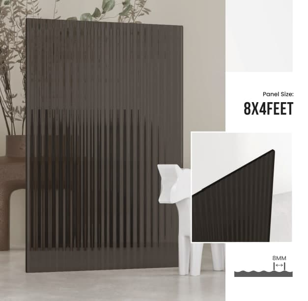 8 mm FLUTED GLASS ACRYLIC (GREY) - Image 1